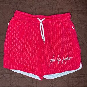 TLF Take Life Further GTS Mesh Gym Shorts Mens/Unisex Size Large Coral Red